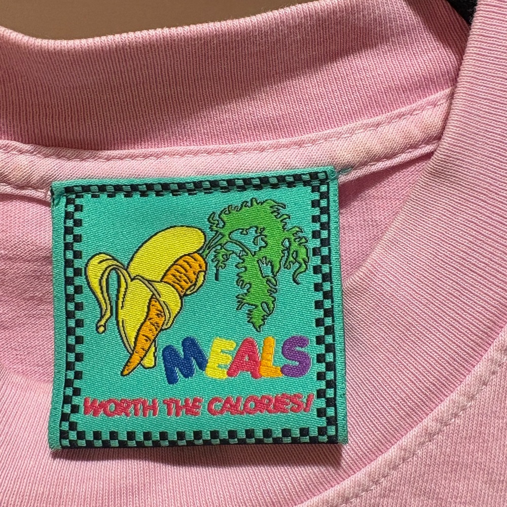 Striped Pink and White MEALS T-Shirt - Picture 3 of 4